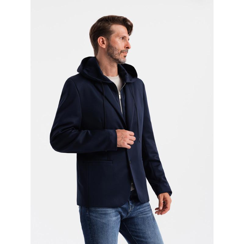 Férfi dzseki kivehető béléssel és kapucnival sötétkék