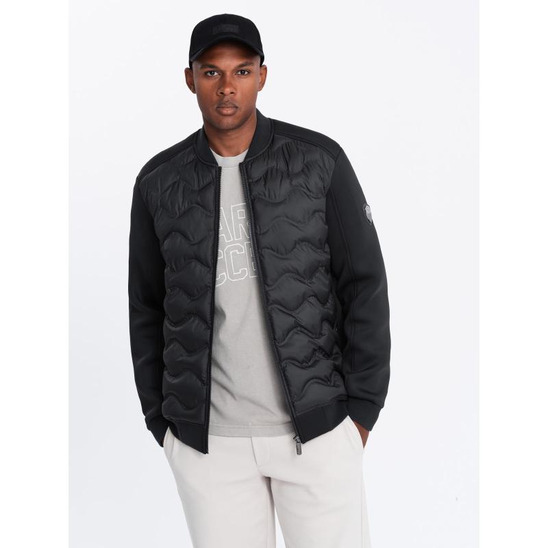 Pánska prešívaná bunda bomber čierna