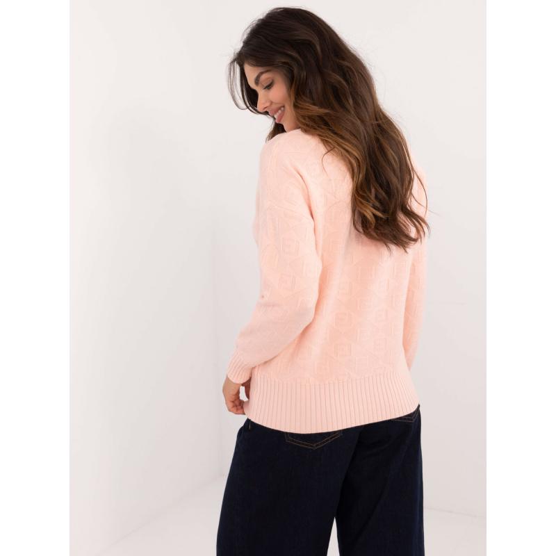 Dámský svetr s polovičním rolákem světle vzorovaný broskvový   