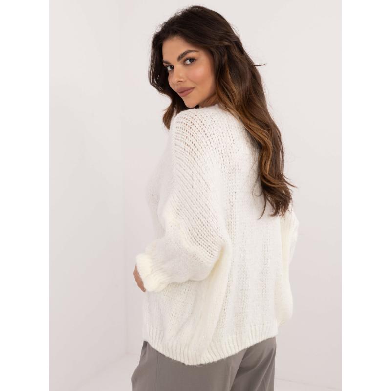 Dámsky ležérny sveter nadrozmernej veľkosti s 3/4 rukávmi Ecru