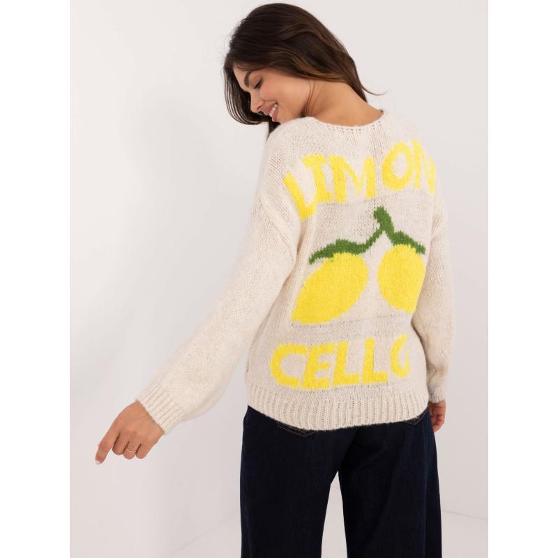 Dámský svetr s knoflíky vzorovaný světle béžový 