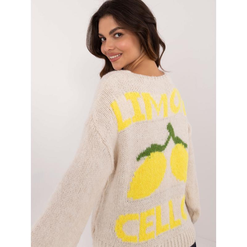 Dámský svetr s knoflíky vzorovaný světle béžový 