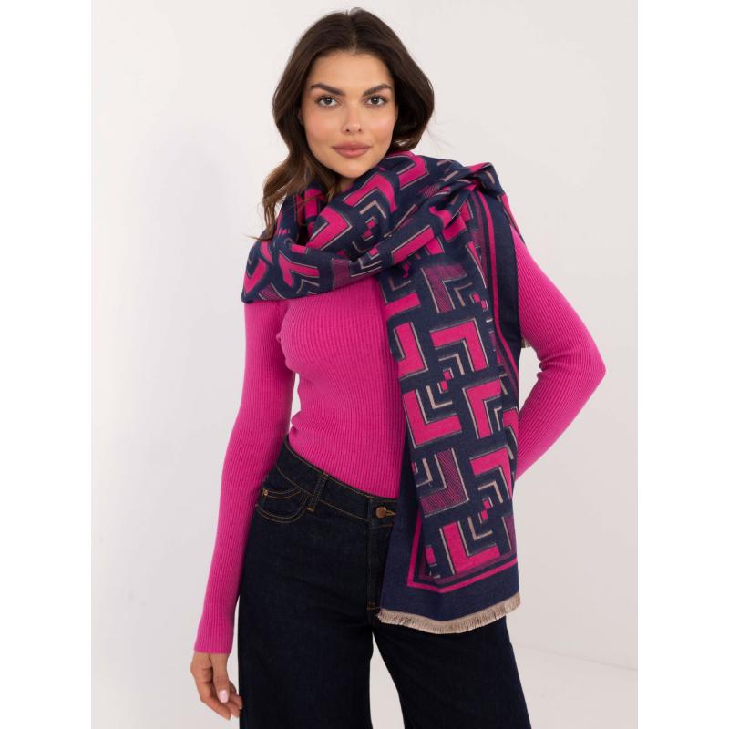 Dámská vzorovaná šála v námořnicko-fuchsiové barvě