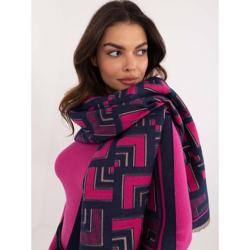Dámská vzorovaná šála v námořnicko-fuchsiové barvě