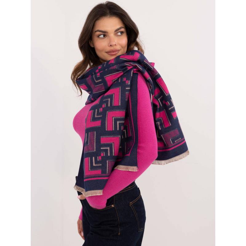 Dámská vzorovaná šála v námořnicko-fuchsiové barvě