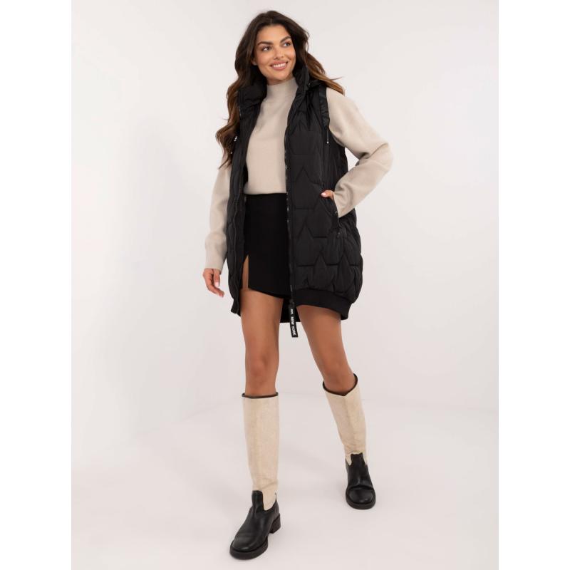 Dámska vesta s vreckami prešívaná čierna