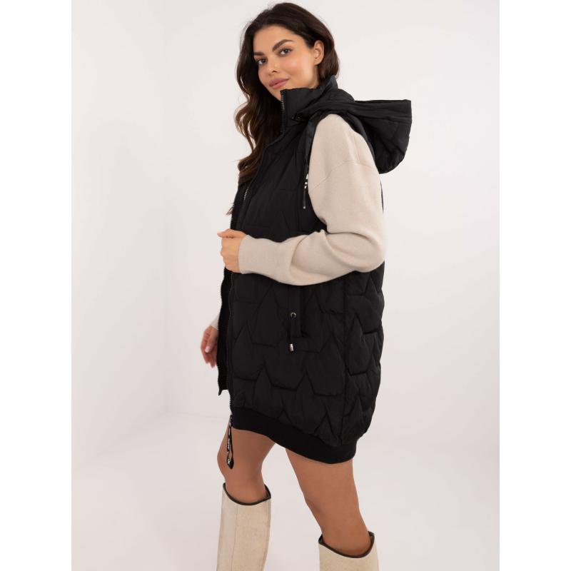 Dámska vesta s vreckami prešívaná čierna