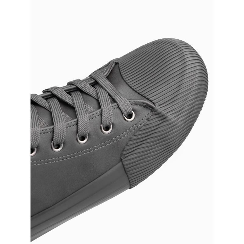 Férfi magas szárú tornacipő, díszes orr-résszel, szürke