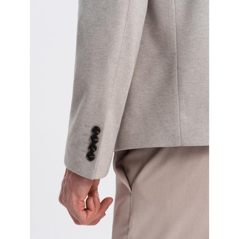 Férfi melange bőrdzseki állógallérral bézs melange