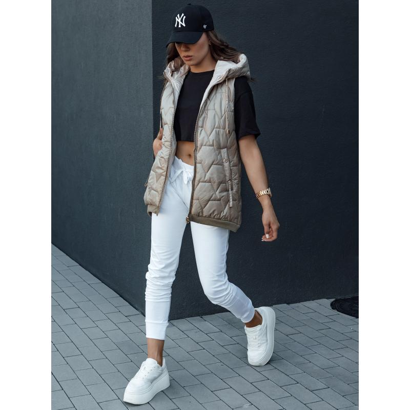 Dámská prošívaná vesta s kapucí GLITZY hnědá