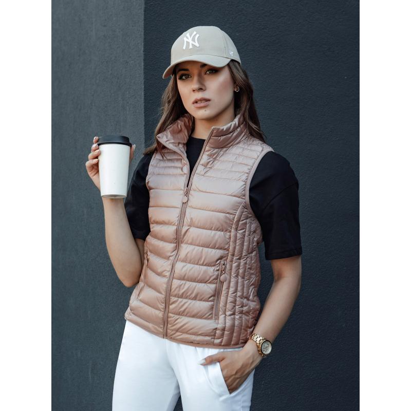 Dámská prošívaná vesta STYLISHZ se stojáčkem růžová