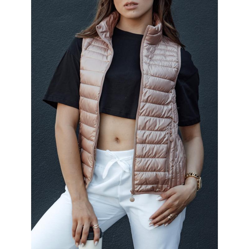 Dámská prošívaná vesta STYLISHZ se stojáčkem růžová