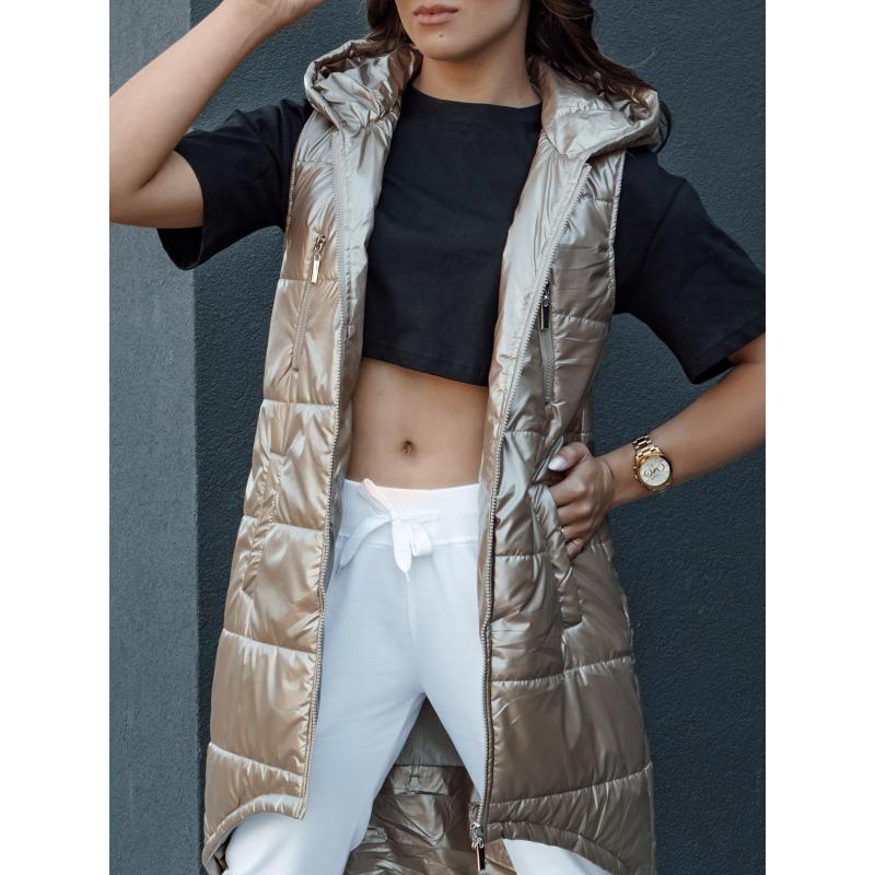 Női steppelt mellény kapucnival MERIS barna