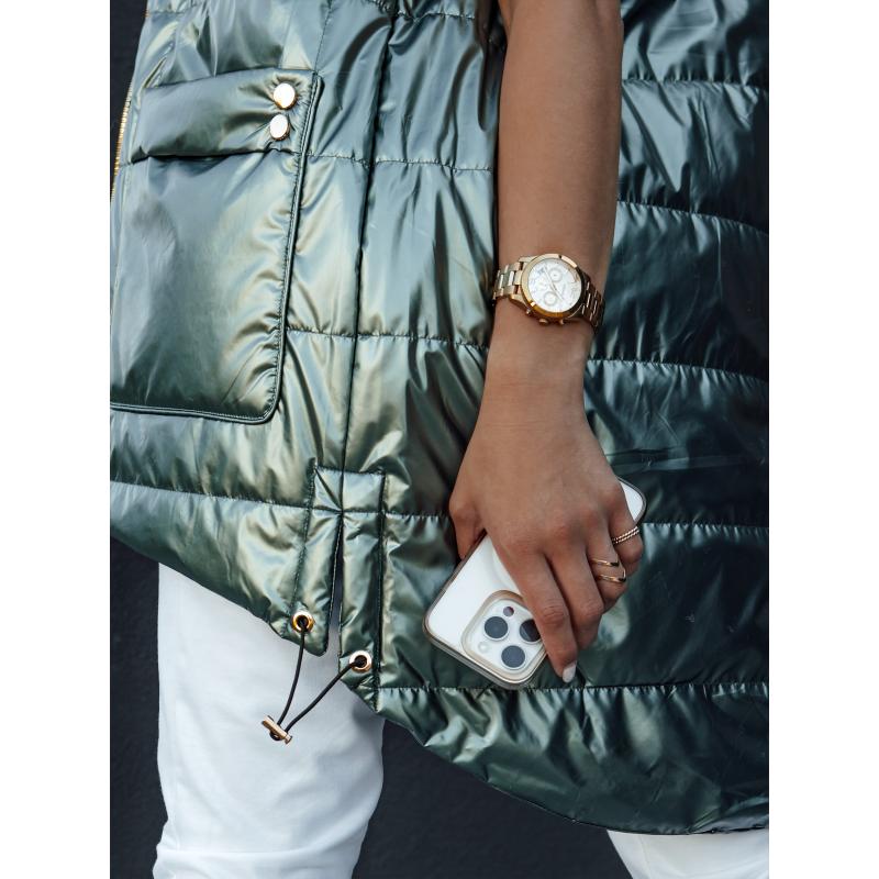 Dámská dlouhá prošívaná vesta s kapucí JESS zelená