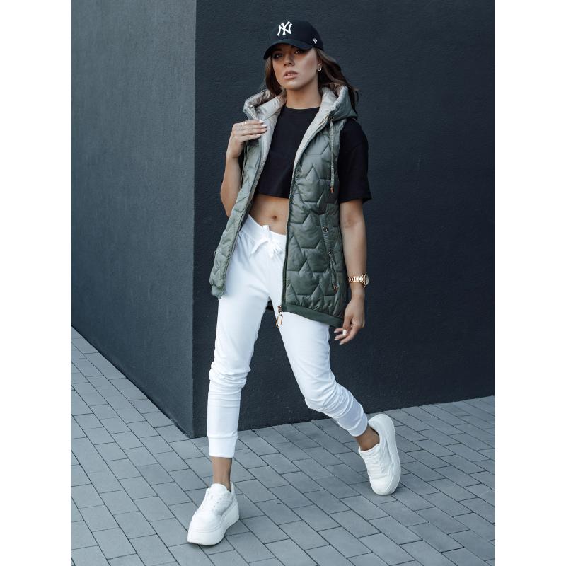 Dámská prošívaná vesta s kapucí GLITZY zelená