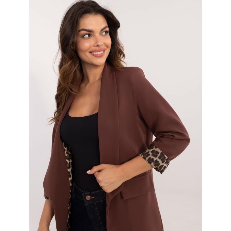 Dámská bunda s dlouhými rukávy hnědá  