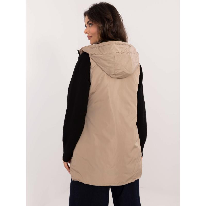 Dámská vesta s prošíváním dlouhá oboustranná khaki 