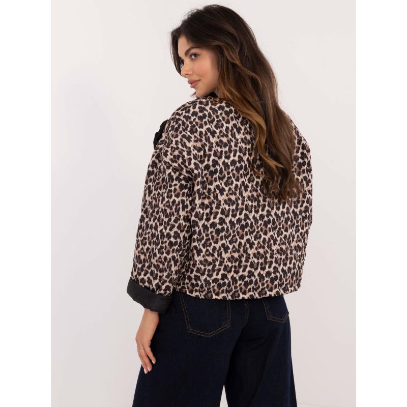 Dámské sako s ozdobnou broží béžovo-černé 