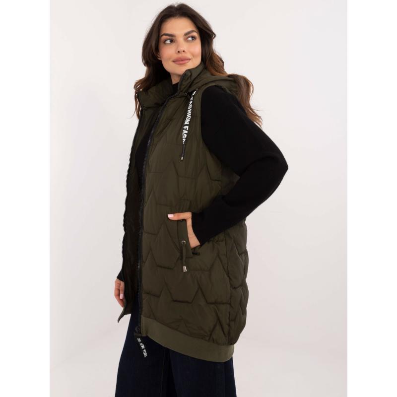 Dámská vesta s odnímatelnou kapucí dlouhá MERA khaki  