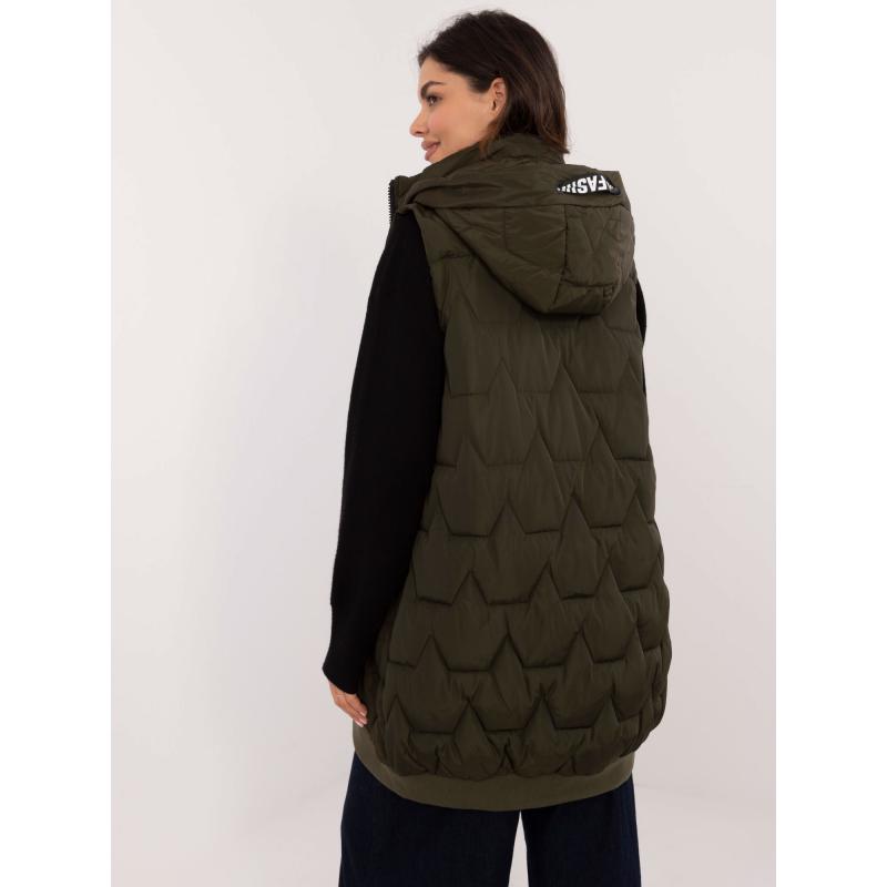 Dámská vesta s odnímatelnou kapucí dlouhá MERA khaki  