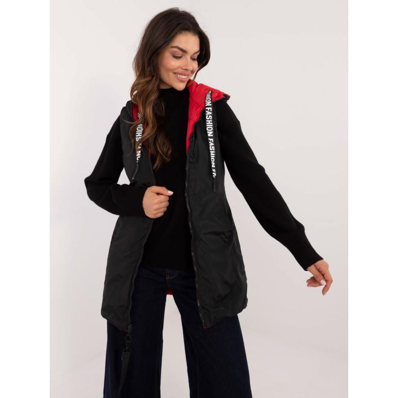 Dámská vesta se stahovacími šňůrkami oboustranná červená  