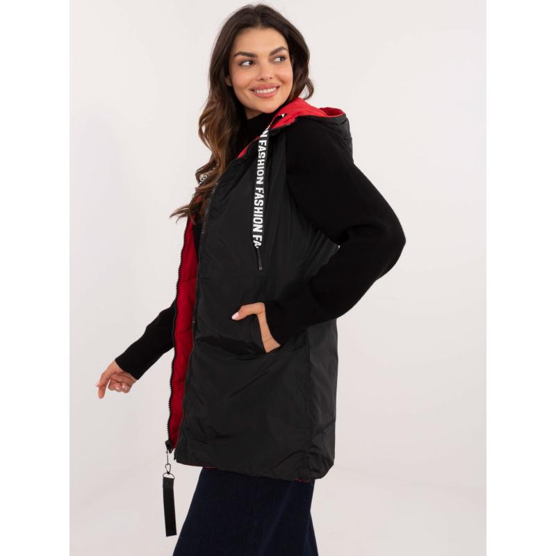 Dámská vesta se stahovacími šňůrkami oboustranná červená  