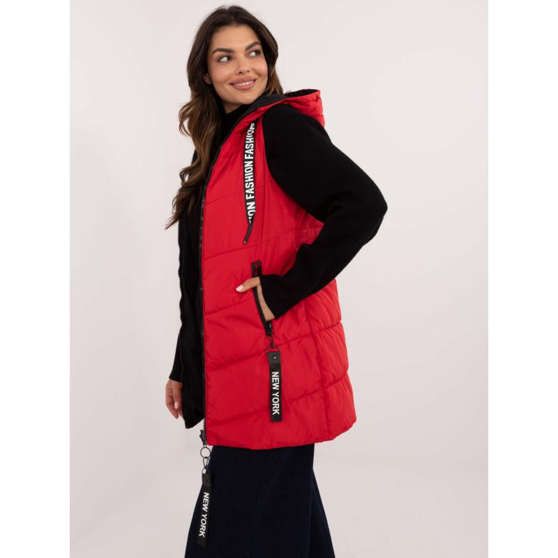 Dámská vesta se stahovacími šňůrkami oboustranná červená  
