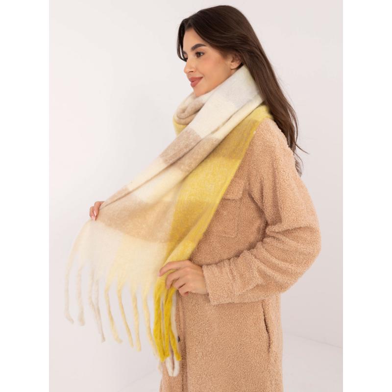 Dámská šála dlouhá žlutá a béžová 
