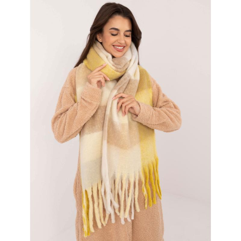 Dámská šála dlouhá žlutá a béžová 