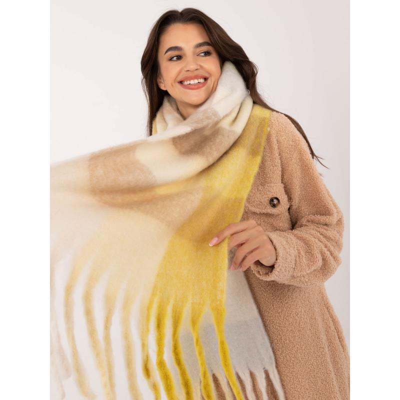 Dámská šála dlouhá žlutá a béžová 