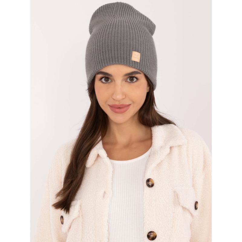 Dámská čepice s bambulí RUE PARIS tmavě šedá 