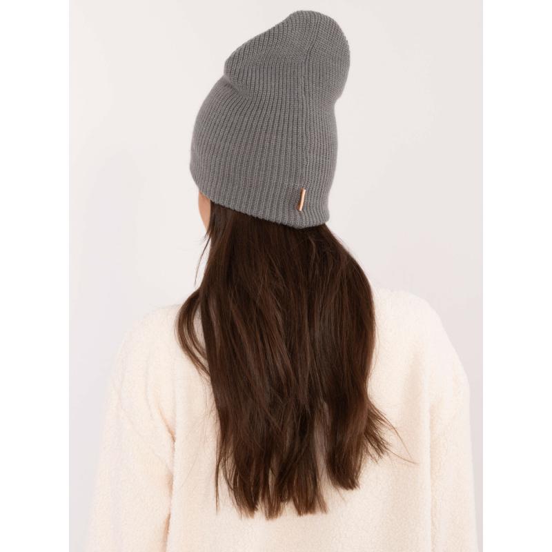 Dámská čepice s bambulí RUE PARIS tmavě šedá 