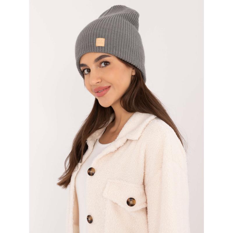 Dámská čepice s bambulí RUE PARIS tmavě šedá 