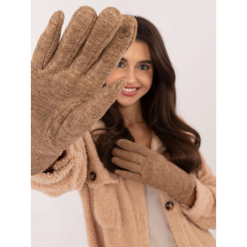 Női érintőkesztyű mintás barna