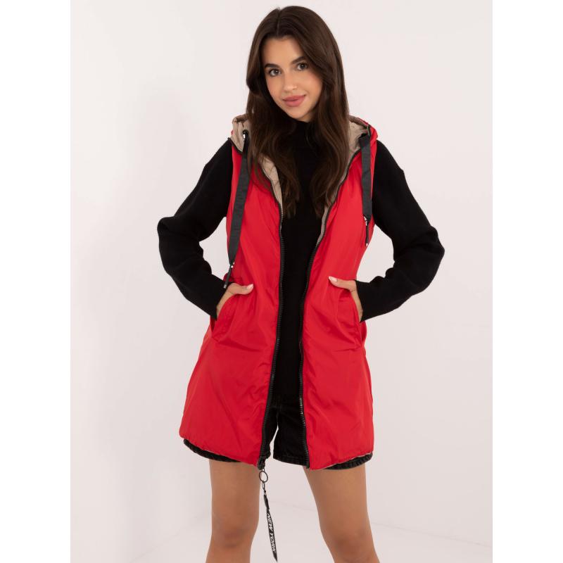 Dámská vesta s kapucí oboustranná béžová  