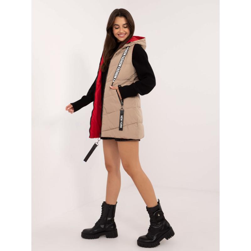 Dámská vesta s kapucí oboustranná béžová  