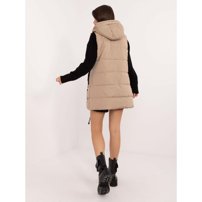Dámská vesta s kapucí oboustranná béžová  