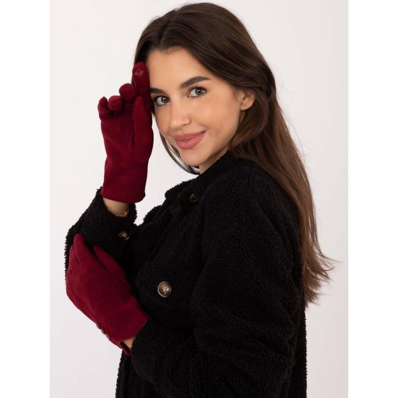 Dámské rukavice s knoflíky kaštanové 