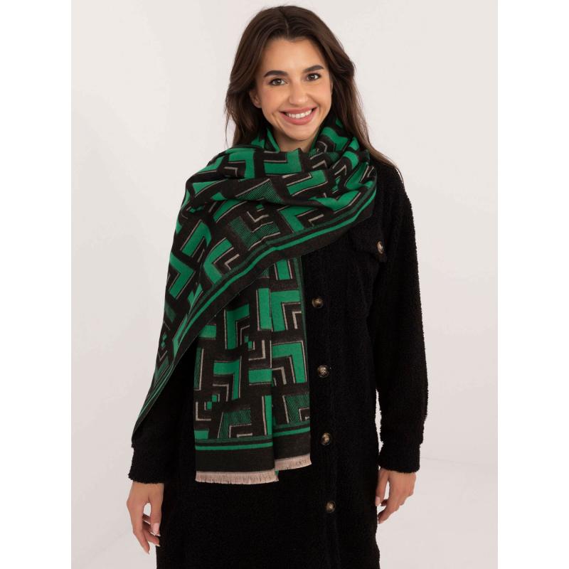 Dámska šatka s geometrickým vzorom čierno-zelená