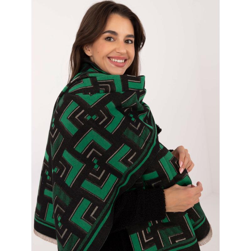 Dámska šatka s geometrickým vzorom čierno-zelená