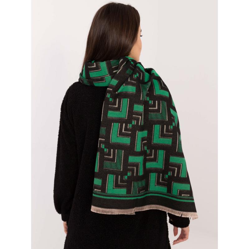 Dámska šatka s geometrickým vzorom čierno-zelená