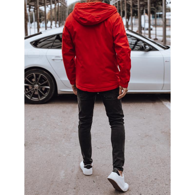 Férfi átmeneti kabát kapucnival piros