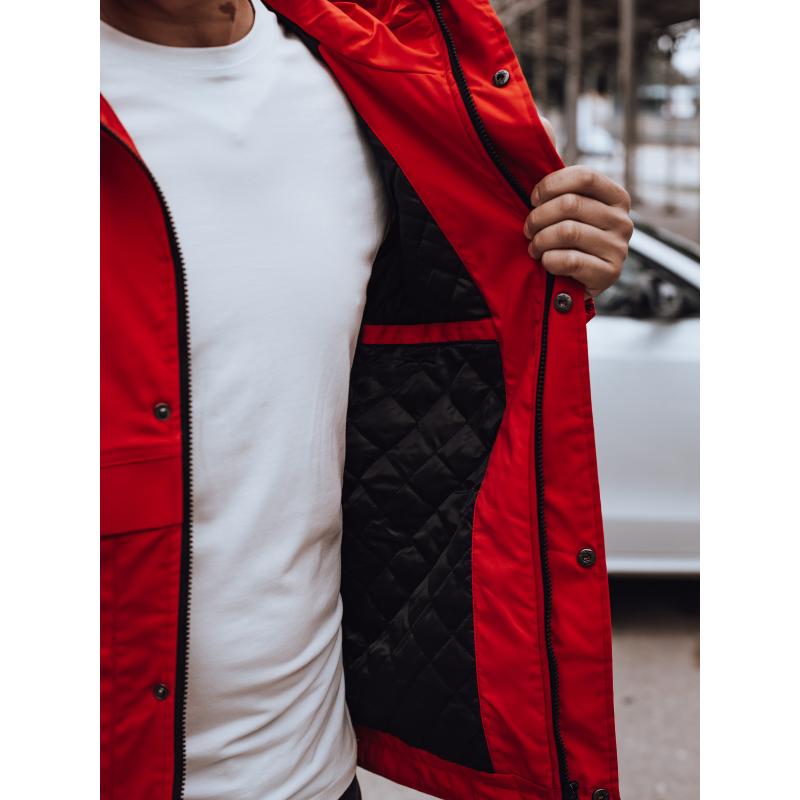 Férfi átmeneti kabát kapucnival piros