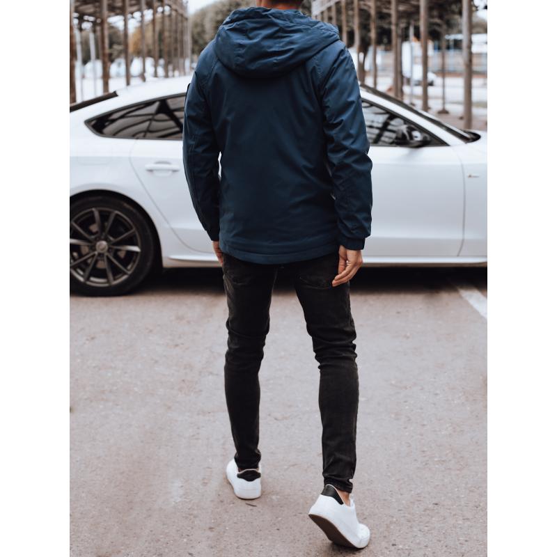 Pánská přechodová bunda s kapucí modrá