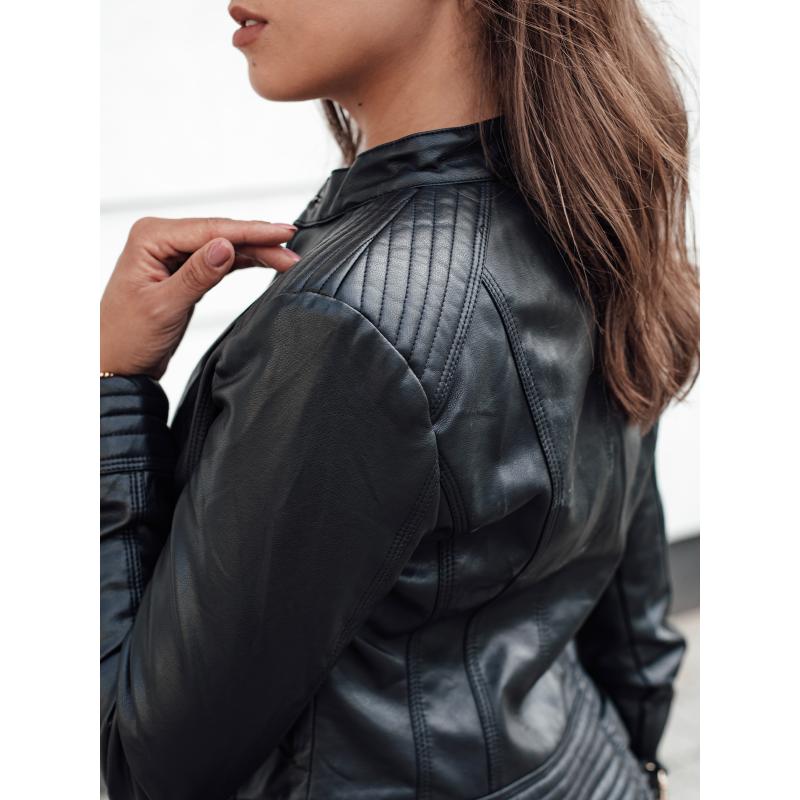 Női átmeneti bőrdzseki fekete