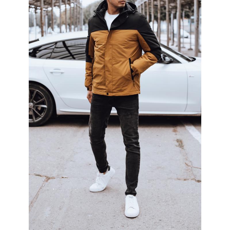 Férfi kapucnis átmeneti dzseki barna