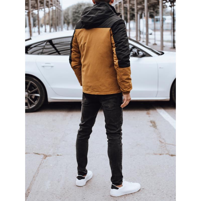 Férfi kapucnis átmeneti dzseki barna