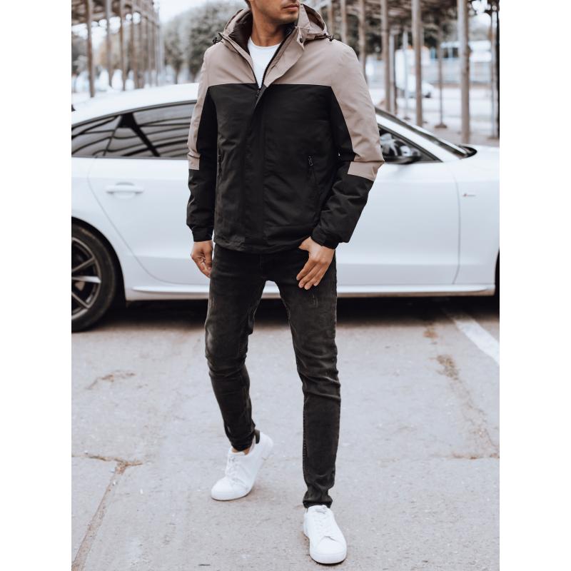 Férfi kapucnis átmeneti dzseki fekete