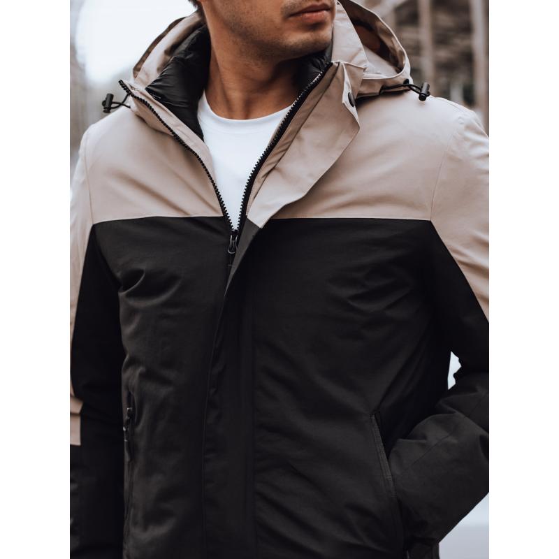 Férfi kapucnis átmeneti dzseki fekete