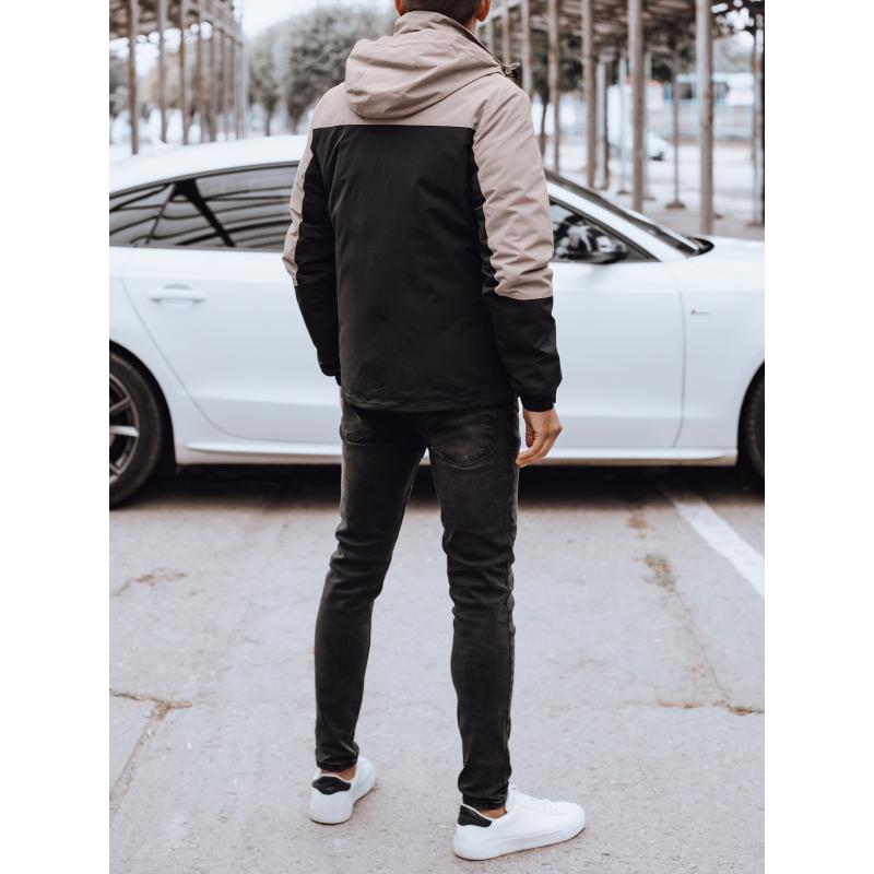 Férfi kapucnis átmeneti dzseki fekete